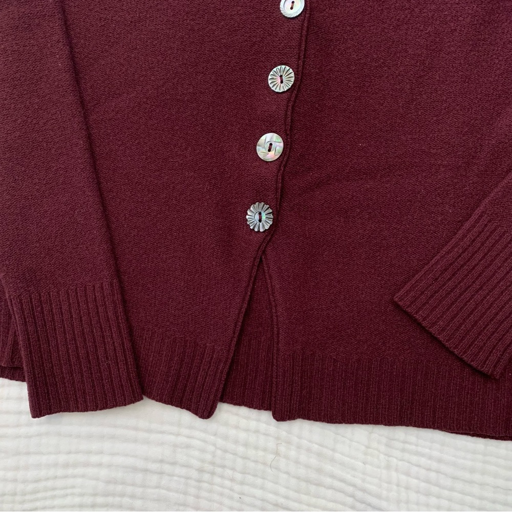 Sundance wool burgundy cardigan button up sweater size medium - Picture 3 of 7